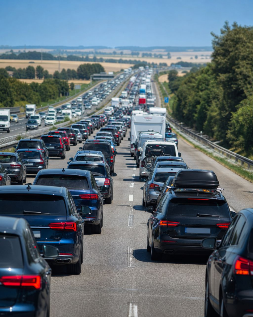 Die Blechlawine- wenn du im Stau stehst merkst du erst, wie wichtig eine gute Reiseplanung ist.