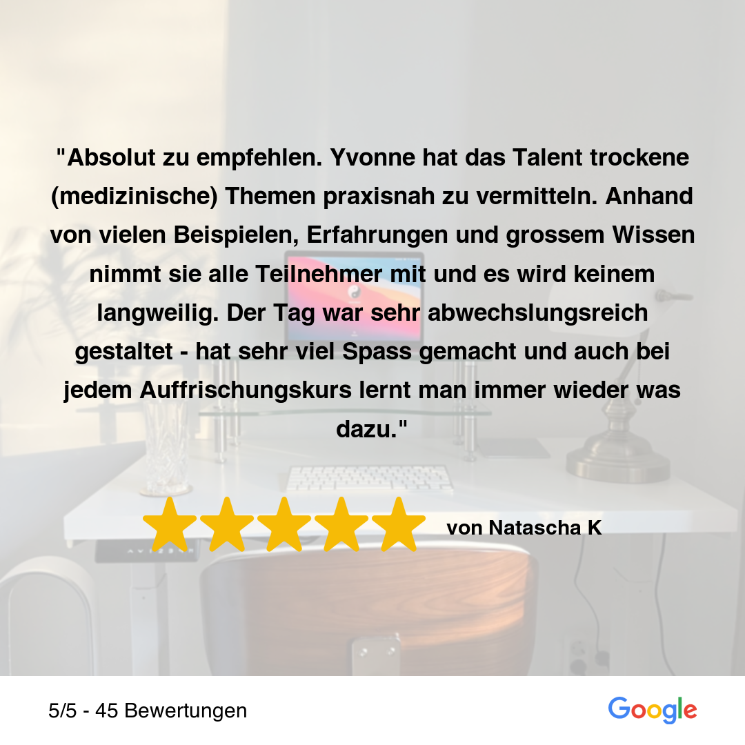 Feedback von Natascha K. zur Erste-Hilfe-Fortbildung