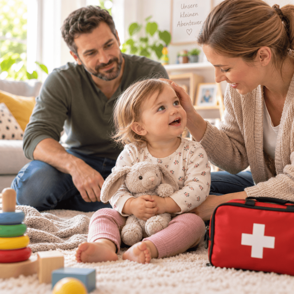 Familie mit Baby in einer ruhigen Alltagssituation