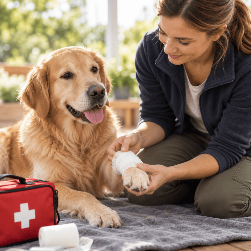 Pfotenverbände am Hund anlegen will geübt sein.