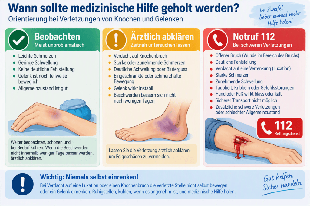 Das Ampelsystem für Notruf oder ambulante ärztliche Abklärung von Knochen- und Gelenkverletzungen?
